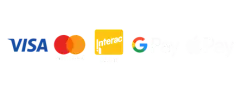 Accepted payment methods: Visa, Mastercard, Interac Debit, Google Pay, Apple Pay